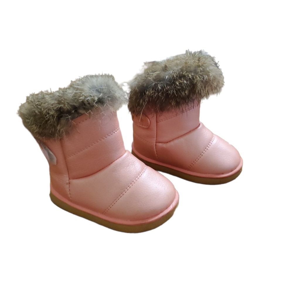 Toddler 2018 Pink Boots with Rabbit Fur Trim